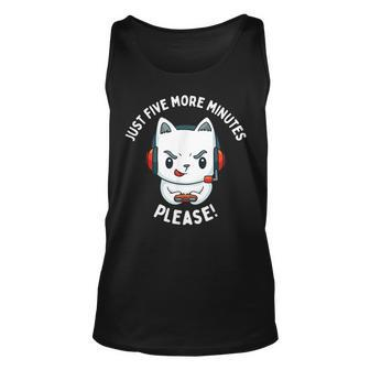 Just Five More Minutes Of Video Gaming Please Funny Gamer Gift For Women Unisex Tank Top - Thegiftio UK