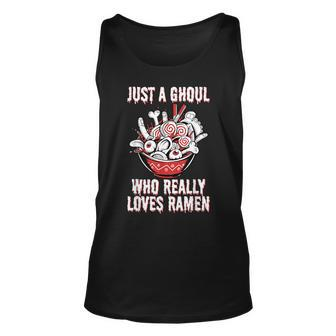 Just A Ghoul Who Really Loves Ramen Zombie Anime Horror Kids Tank Top | Mazezy