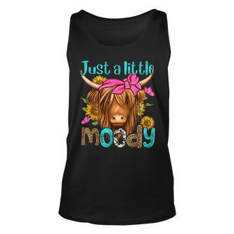 Just A Little Moody Cute Western Highland Cows Lover Farming Tank Top - Seseable
