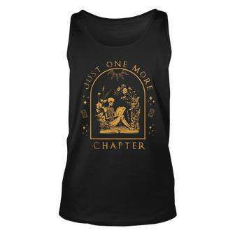 Just One More Chapter Vintage Skeleton Reading Book Reader Tank Top - Monsterry AU