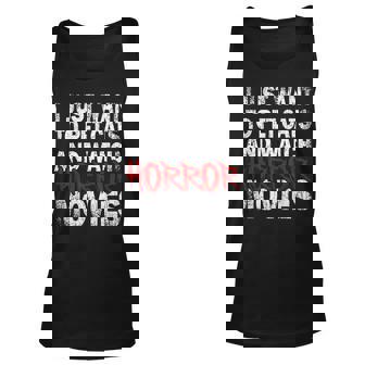 I Just Want To Pet Cats And Watch Horror Movies Love Horrors Movies Tank Top | Mazezy