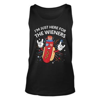 Im Just Here For The Wieners Hot Dog 4Th Of July Usa Flag Usa Tank Top | Mazezy