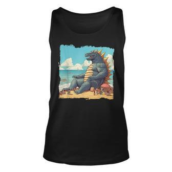 Kaiju On The Beach Suntanning Vacation Ocean Holiday Party Tank Top - Monsterry CA