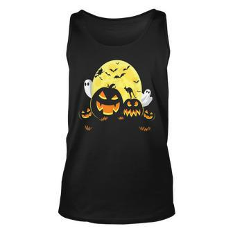 Kangaroo On Scary Pumpkin Halloween Full Moon Boo Ghost Unisex Tank Top | Mazezy