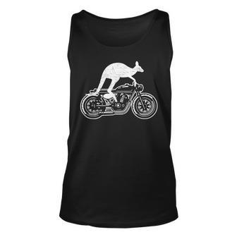 Kangaroo Riding Motorbike Australia Motorcycle Bikers Funny Unisex Tank Top | Mazezy