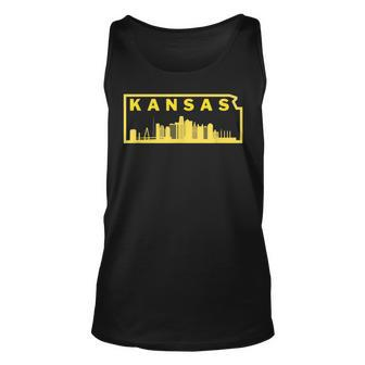 Kansas City Skyline & Map Kc Pride Gift Unisex Tank Top | Mazezy