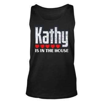 Kathy Is In The House Retro Hearts First Name Love Kathy Unisex Tank Top | Mazezy