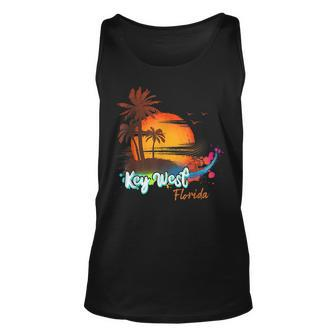 Key West Florida Beach Summer Vacation Palm Trees Sunset Men Florida & Merchandise Tank Top | Mazezy