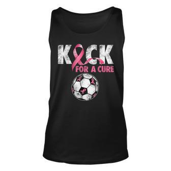 Kick For A Cure Breast Cancer Awareness Pink Ribbon Soccer Tank Top - Monsterry