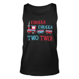 Kids Birthday 2 Yr Old Chugga Two Twoo Party Theme Trains Unisex Tank Top - Monsterry DE