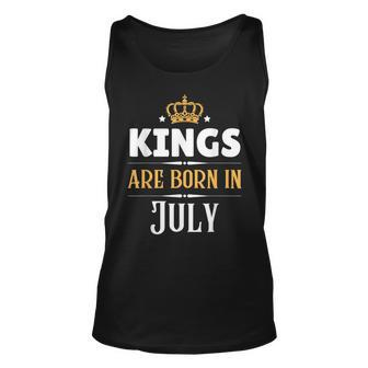 Kings Are Born In July Birthday Crown Unisex Tank Top | Mazezy