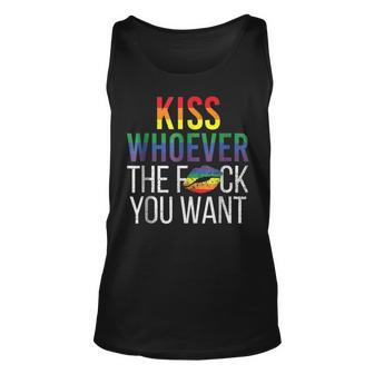 Kiss Whoever The F Fuck You Want Gay Lesbian Lgbt Unisex Tank Top | Mazezy AU