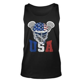 Lacrosse American Flag Lax Helmet 4Th Of July Usa Patriotic Tank Top | Mazezy
