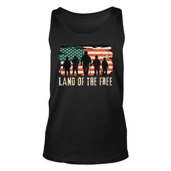 Land Of The Free - Patriotic American Flag Usa 4Th Of July Unisex Tank Top | Mazezy