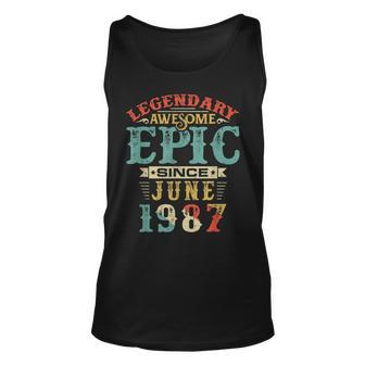 Legendary Awesome Epic Since June 1987 Birthday 33 Years Unisex Tank Top | Mazezy
