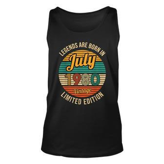 Legends Are Born In July 1980 41Th Birthday Unisex Tank Top | Mazezy
