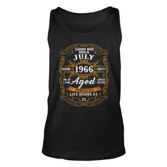Legends Were Born In July 1966 55Th Birthday 55 Years Old Unisex Tank Top | Mazezy