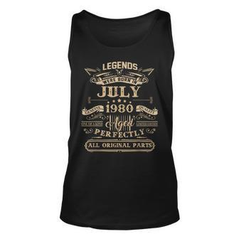 Legends Were Born In July 1980 43 Year Old Birthday Gifts Unisex Tank Top | Mazezy