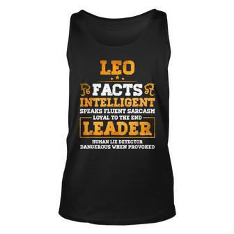 Leo Facts Intelligent Zodiac Sign Birthday July And August Unisex Tank Top | Mazezy