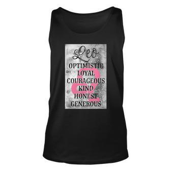 Leo Zodiac Sign July August Birthday Attributes Facts Unisex Tank Top | Mazezy