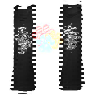 Leopard American Flag Hearts 4Th Of July Dog Paw Print Cute Tank Top | Mazezy