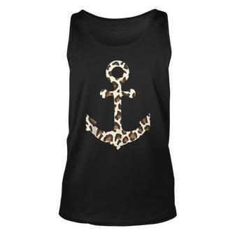 Leopard Animal Print Pattern Nautical Boat Sailing Anchor Unisex Tank Top | Mazezy