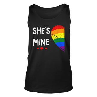 Lesbian Couple Heart Shes Mine Gay Trans Lgbt Pride Month Unisex Tank Top | Mazezy