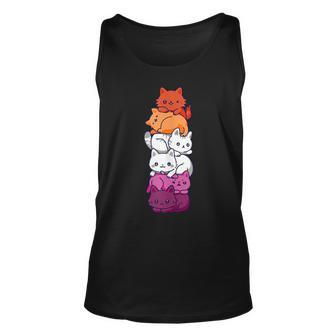 Lesbian Pride Cat Lgbt Gay Flag Cute Hers And Hers Gifts Unisex Tank Top | Mazezy
