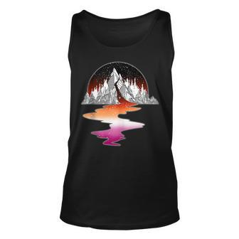Lesbian River Mountain Lgbt With Gay Sapphic Pride Flag Unisex Tank Top | Mazezy