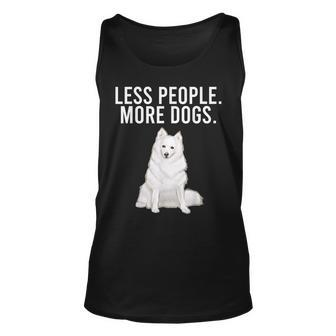 Less People More Dogs American Eskimo Dog Funny Introvert Unisex Tank Top - Thegiftio UK
