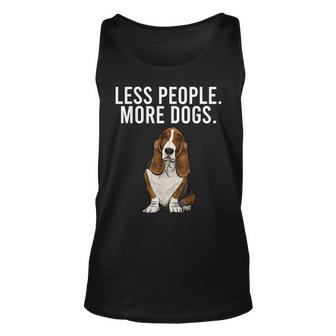 Less People More Dogs Basset Hound Funny Introvert Unisex Tank Top - Thegiftio UK