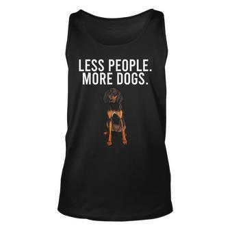 Less People More Dogs Black And Tan Coonhound Introvert Fun Gift For Women Unisex Tank Top - Thegiftio UK