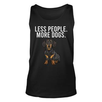 Less People More Dogs Black Dachshund Funny Introvert Gift For Women Unisex Tank Top - Thegiftio UK