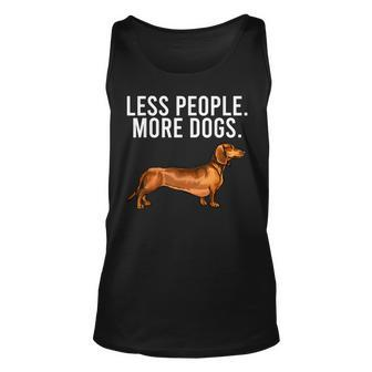 Less People More Dogs Brown Dachshund Funny Introvert Unisex Tank Top - Thegiftio UK