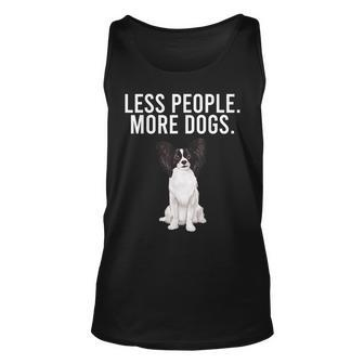 Less People More Dogs Papillon Funny Introvert Unisex Tank Top - Thegiftio UK