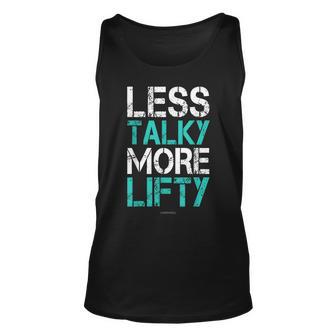Less Talky More Lifty Funny Gym Gift For Women Unisex Tank Top - Thegiftio UK