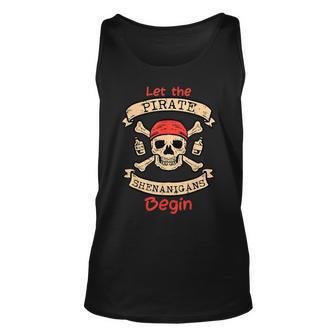 Let The Pirate Shenanigans Begin Skull Fun Halloween Costume Tank Top - Thegiftio UK