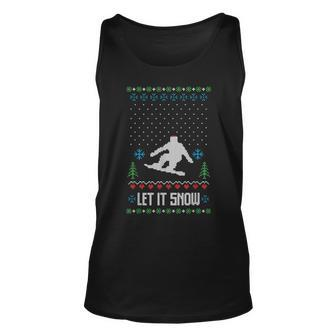 Let It Snow Ugly Christmas Apparel Snowboard Tank Top | Mazezy