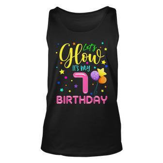 Let's Glow It's My 7Th Birthday Celebration Birthday Party Tank Top | Mazezy