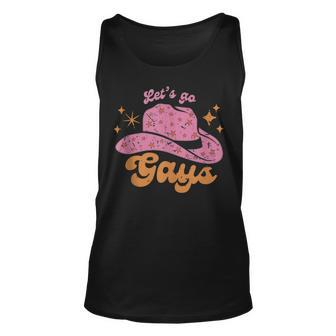 Lets Go Gays Lgbt Pride Cowboy Hat Retro Gay Rights Ally Unisex Tank Top | Mazezy UK