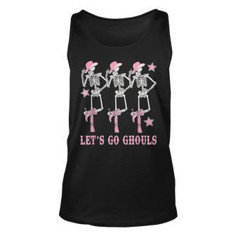 Let's Go Ghouls Western Skeletons Bachelorette Halloween Tank Top | Mazezy