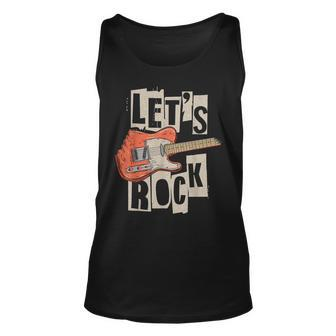 Let's Rock Electric Guitar Music Lover Band Guitarist Retro Tank Top - Seseable