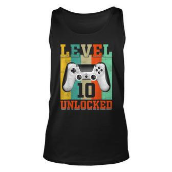 Level 10 Unlocked Birthday For Boys 10 Years Old Gamer Bday Unisex Tank Top - Seseable