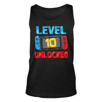 Level 10 Unlocked Gamer 10Th Birthday Gift Video Game Boys Unisex Tank Top - Thegiftio UK