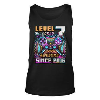 Level 7 Unlocked Awesome 2016 Video Game 7Th Birthday Boy Unisex Tank Top - Monsterry