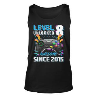 Level 8 Unlocked Awesome 2015 Video Game 8Th Birthday Boy Unisex Tank Top - Seseable