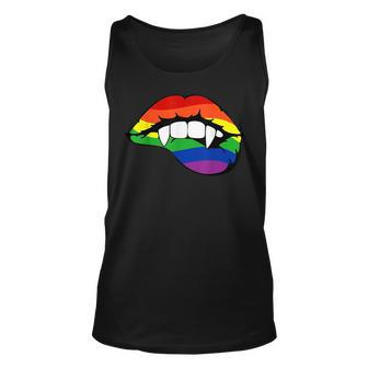 Lgbt Vampire Fangs Sexy Lips Costume Easy Halloween Gifts Unisex Tank Top | Mazezy