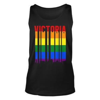 Lgbtq Vintage Pride Skyline Of Victoria Canada Victoria Unisex Tank Top | Mazezy