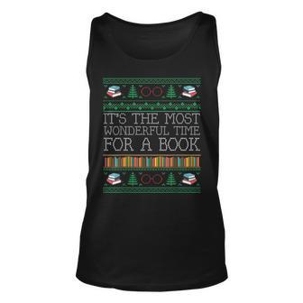 Librarian Books Reading Ugly Christmas Sweaters Tank Top | Mazezy