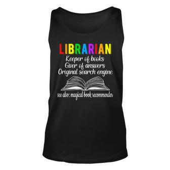 Librarian Definition Library Worker Day Unisex Tank Top - Seseable